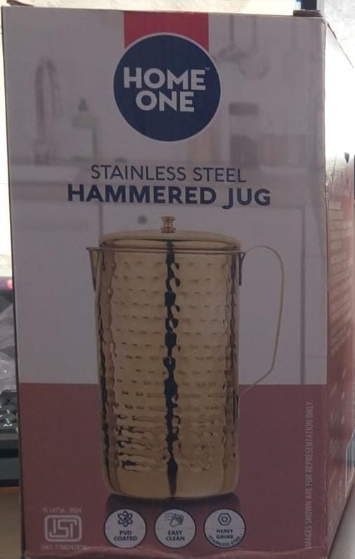 HOME ONE STAINLESS STEEL HAMMERED JUG