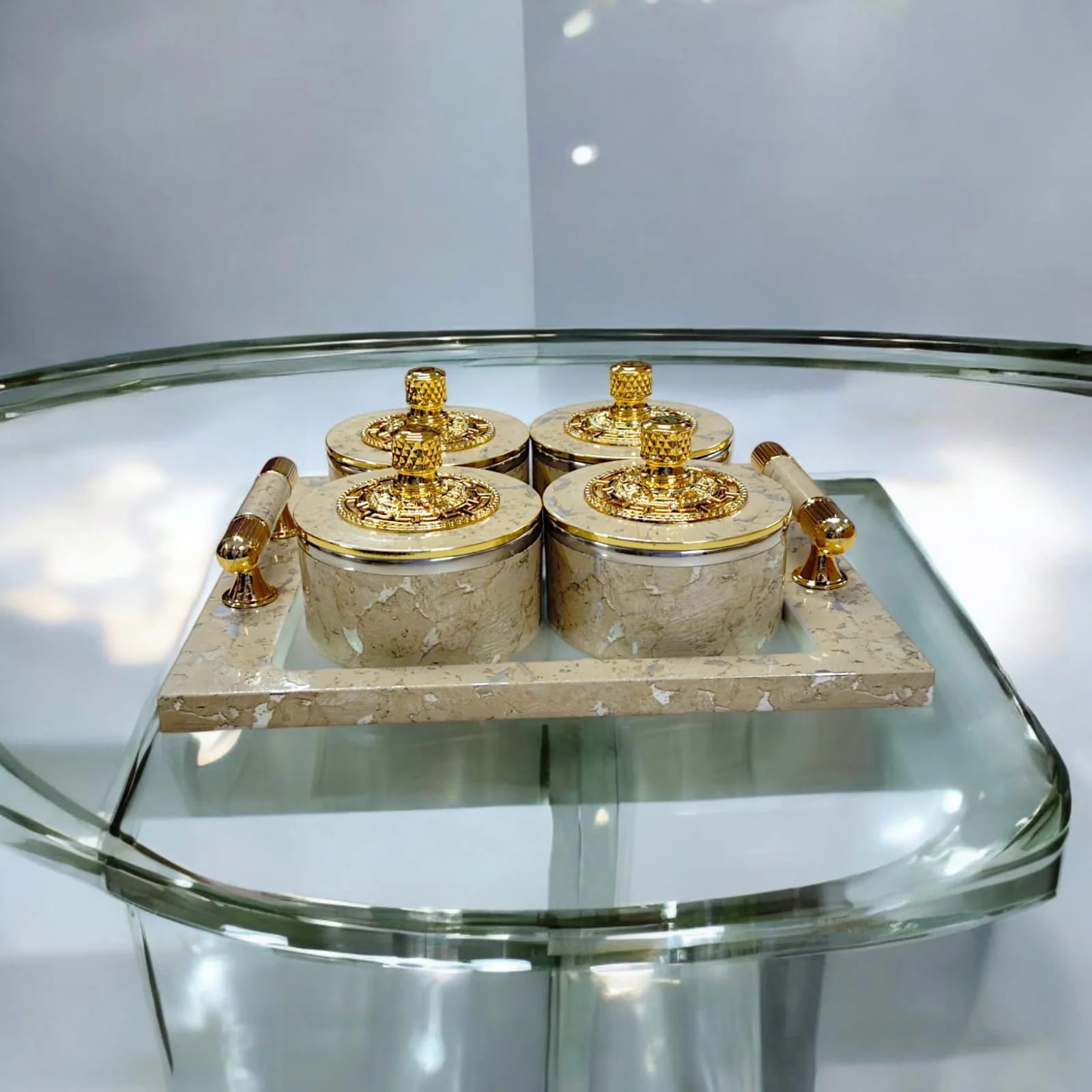 Liza Jupiter 4pc Dryfruit Jar With Tray Set